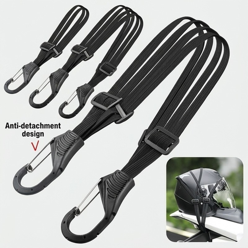 Motorcycle Gear Hanger - สายรัดกระเป๋าสำหรับมอเตอร์ไซค์ แบบยืดหยุ่น ใช้ได้กับกระเป๋าเดินทางทั่วไป พร้อมตะขอเกี่ยวเพื่อความปลอดภัย - ใช้งานได้หลากหลาย