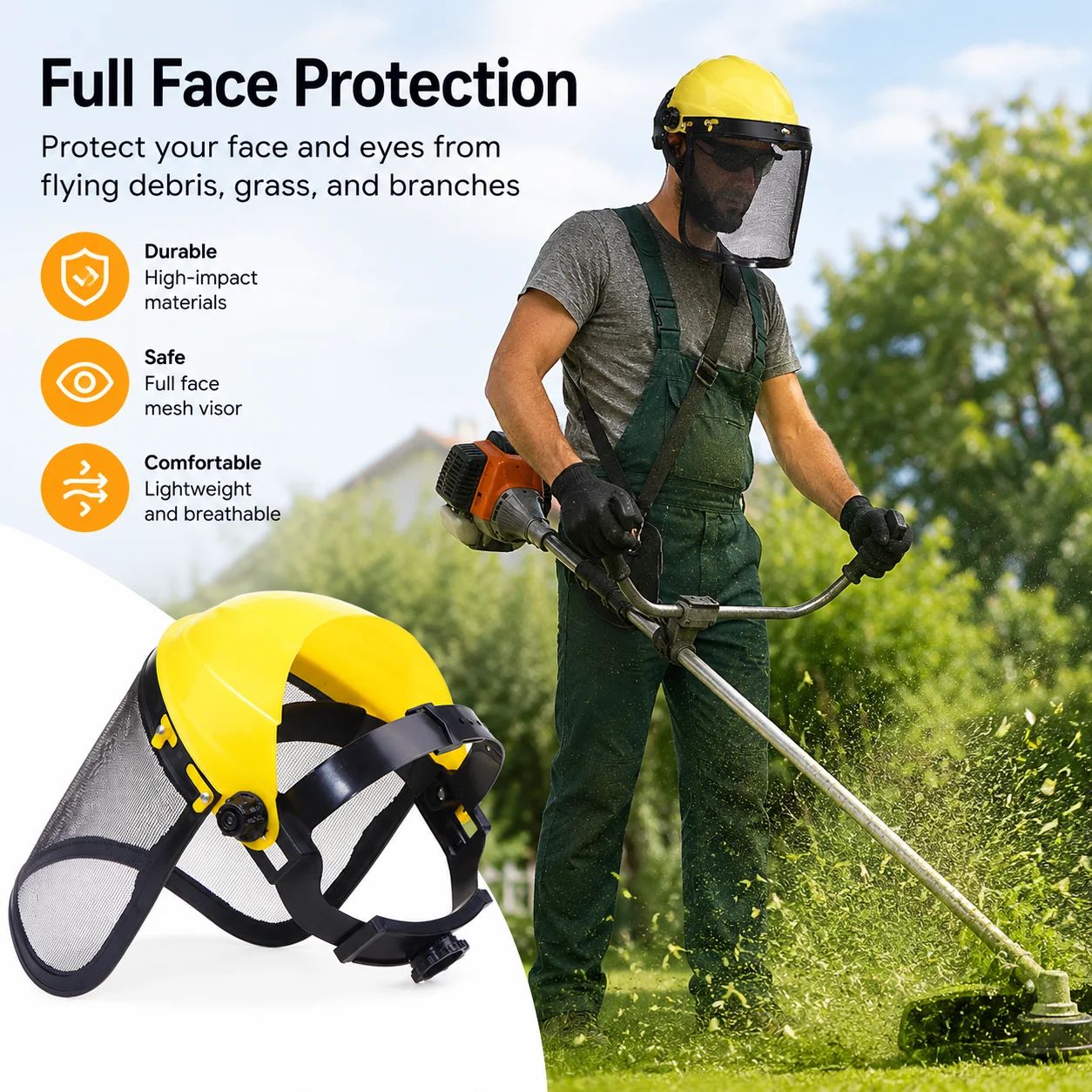 หมวกนิรภัยสำหรับตัดหญ้าในสวน 1 - Helmet Full Face บทวิจารณ์และราคา