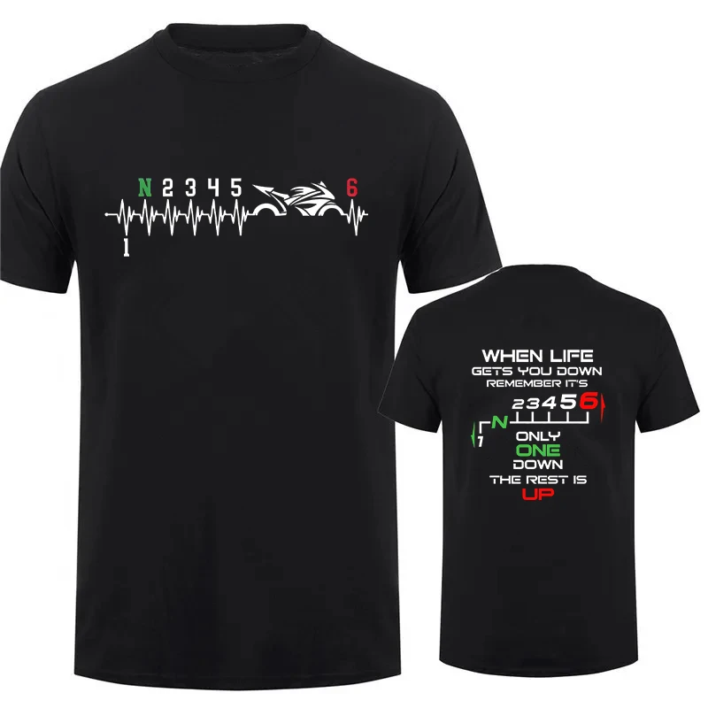 1N23456 เสื้อยืดผู้ชายลายพิมพ์ - Motorcycle Gear Ratings บทวิจารณ์และราคา