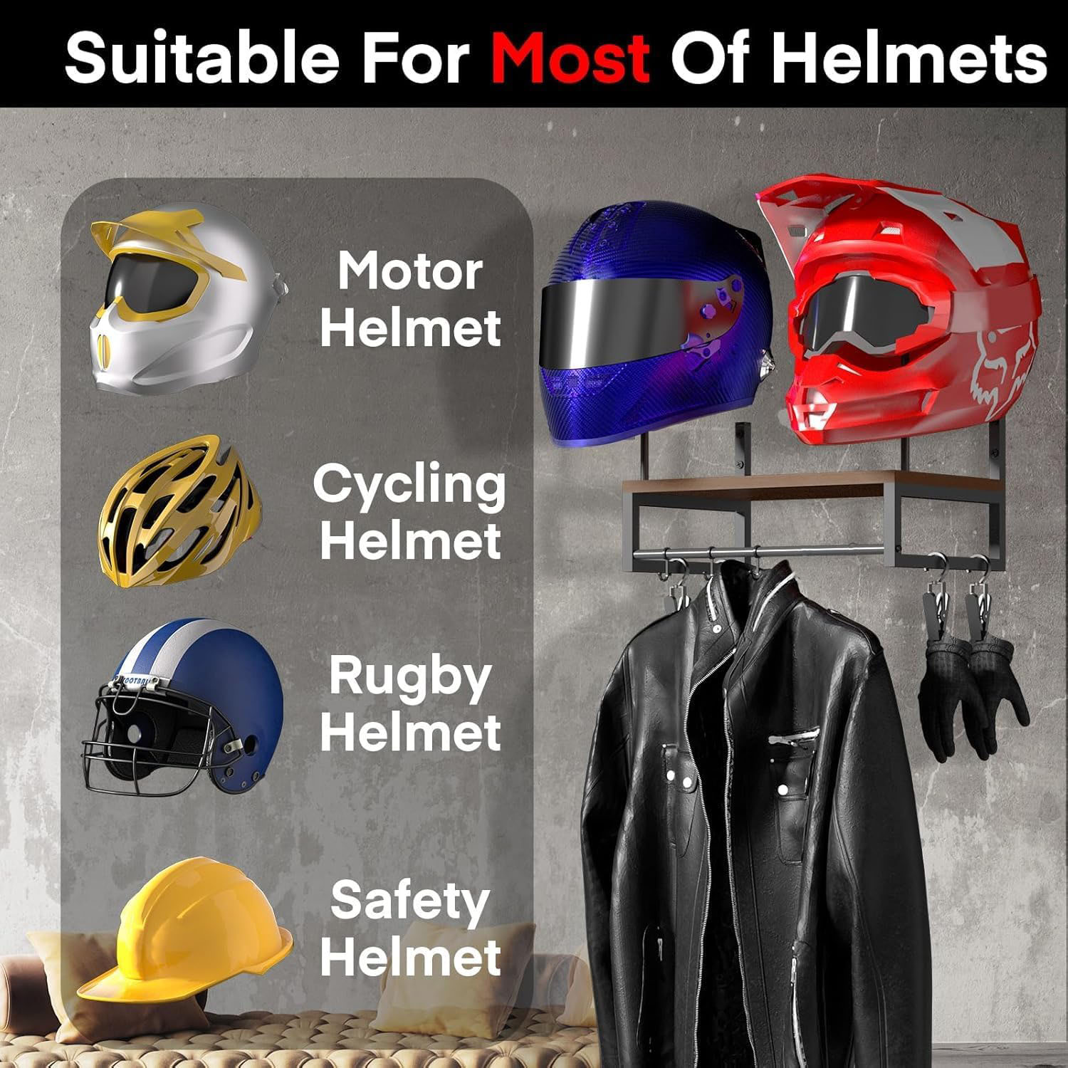 ที่แขวนหมวกกันน็อคมอเตอร์ไซค์ไ - Motorcycle Gear Hanger บทวิจารณ์และราคา